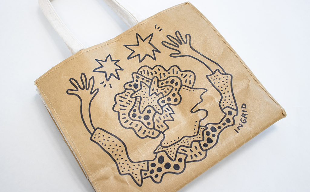 紙作（しづく）× INGRID｜手描きオリジナルデザイン作成｜紙袋風 縫製トートバッグ